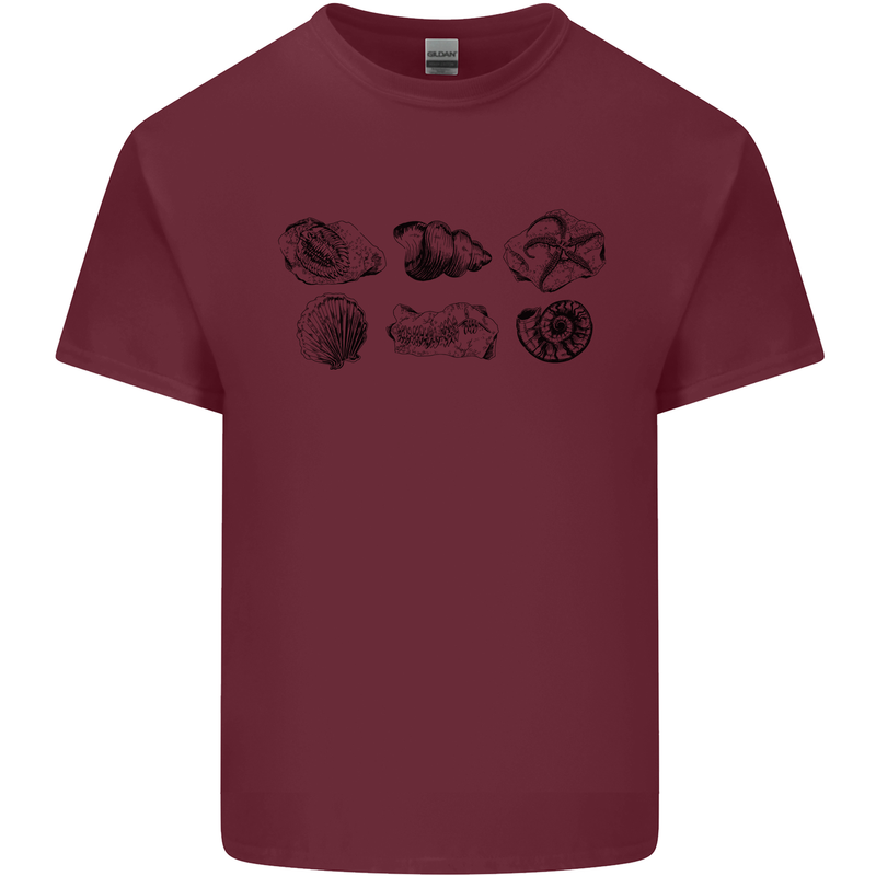 Fossil Set Palaeontologist Palaeontology Mens Cotton T-Shirt Tee Top Maroon