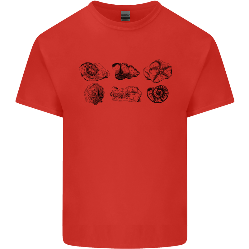 Fossil Set Palaeontologist Palaeontology Mens Cotton T-Shirt Tee Top Red