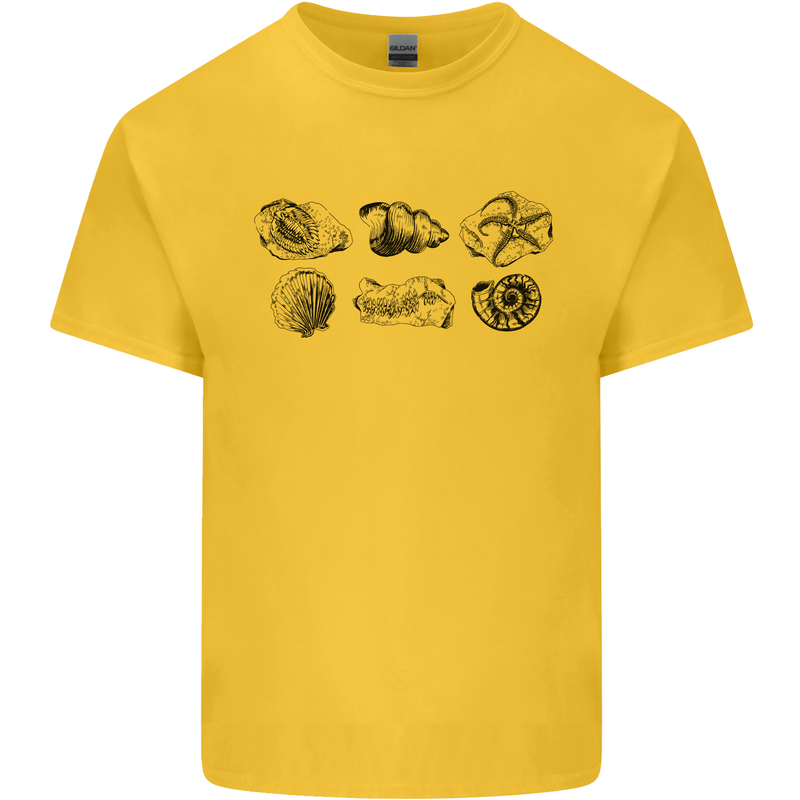 Fossil Set Palaeontologist Palaeontology Mens Cotton T-Shirt Tee Top Yellow