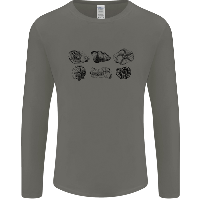 Fossil Set Palaeontologist Palaeontology Mens Long Sleeve T-Shirt Charcoal
