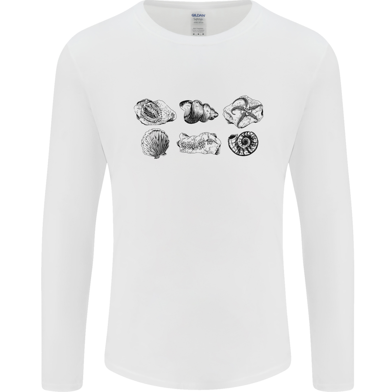Fossil Set Palaeontologist Palaeontology Mens Long Sleeve T-Shirt White