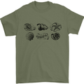 Fossil Set Palaeontologist Palaeontology Mens T-Shirt 100% Cotton Military Green