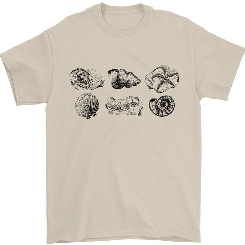Fossil Set Palaeontologist Palaeontology Mens T-Shirt 100% Cotton Sand