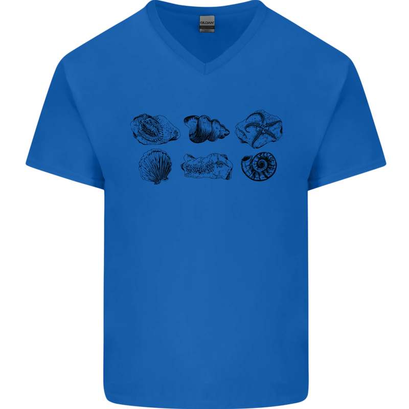 Fossil Set Palaeontologist Palaeontology Mens V-Neck Cotton T-Shirt Royal Blue