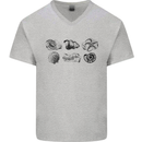 Fossil Set Palaeontologist Palaeontology Mens V-Neck Cotton T-Shirt Sports Grey