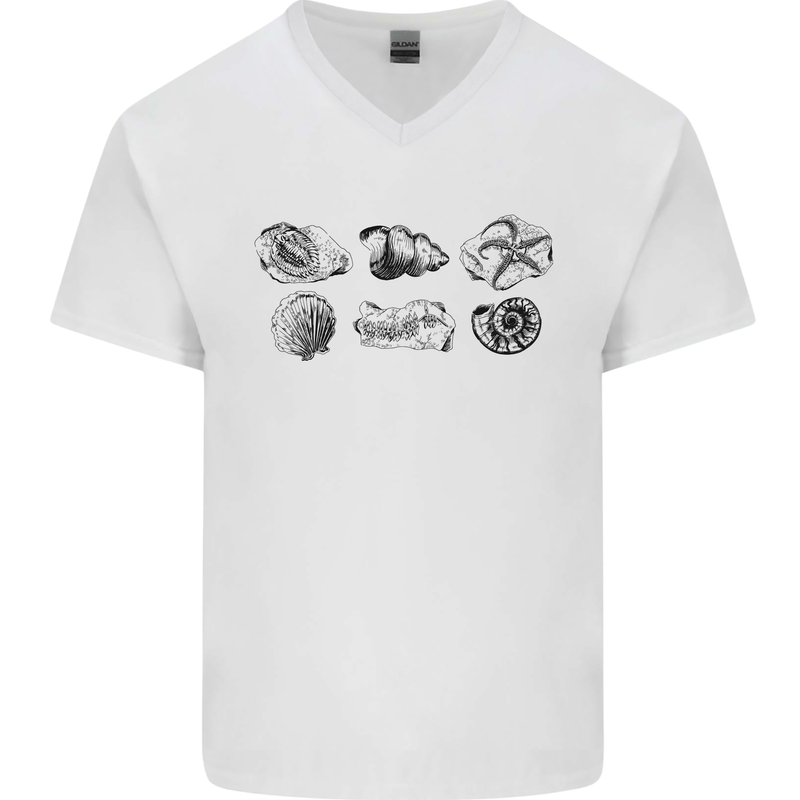 Fossil Set Palaeontologist Palaeontology Mens V-Neck Cotton T-Shirt White