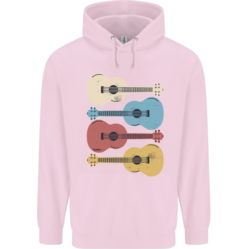 Four Ukulele Guitars Childrens Kids Hoodie Light Pink