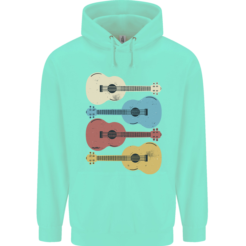 Four Ukulele Guitars Childrens Kids Hoodie Peppermint