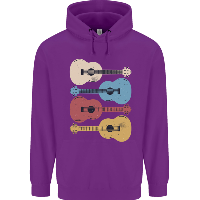 Four Ukulele Guitars Childrens Kids Hoodie Purple