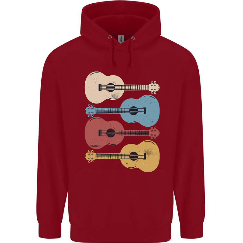 Four Ukulele Guitars Childrens Kids Hoodie Red