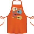 Four Ukulele Guitars Cotton Apron 100% Organic Orange