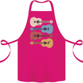 Four Ukulele Guitars Cotton Apron 100% Organic Pink