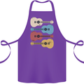 Four Ukulele Guitars Cotton Apron 100% Organic Purple