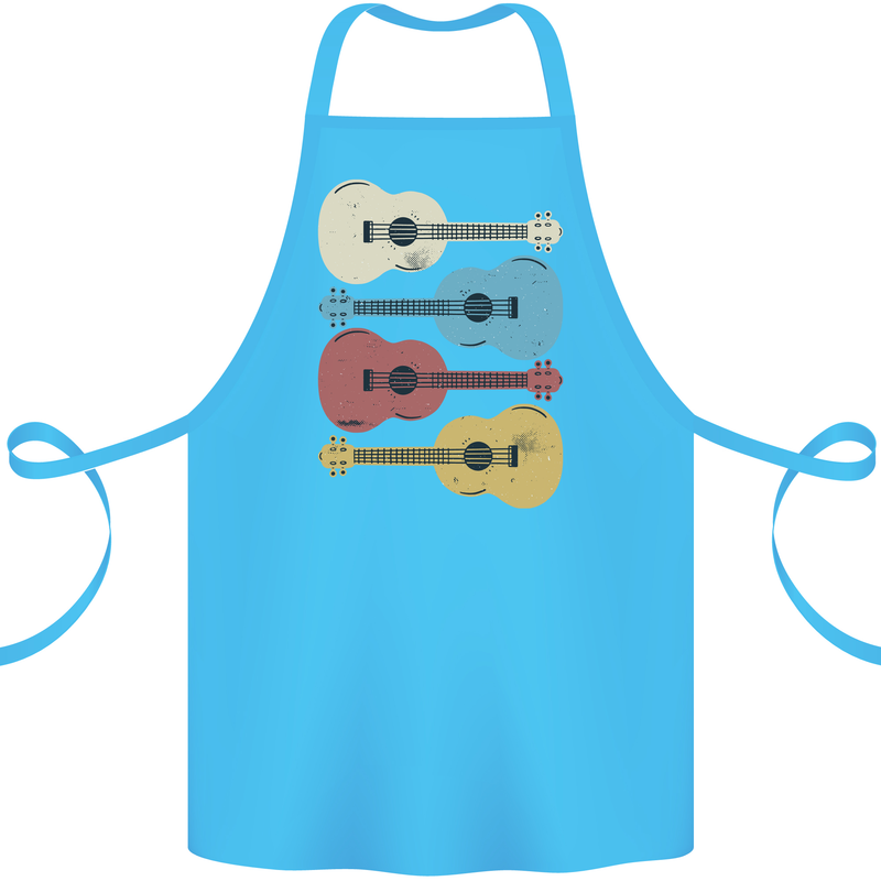 Four Ukulele Guitars Cotton Apron 100% Organic Turquoise