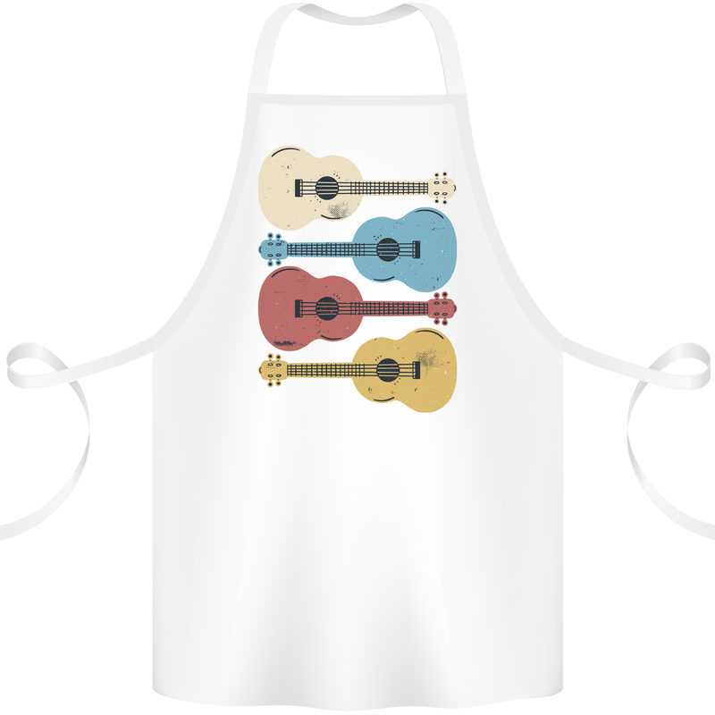 Four Ukulele Guitars Cotton Apron 100% Organic White