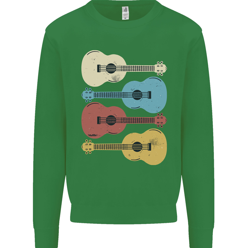 Four Ukulele Guitars Kids Sweatshirt Jumper Irish Green