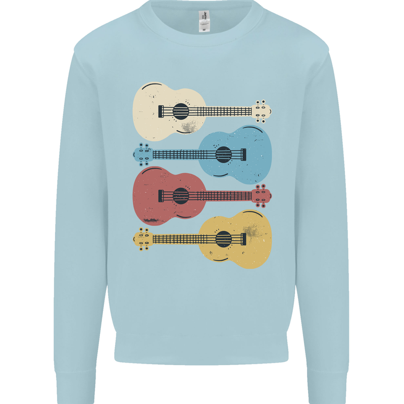 Four Ukulele Guitars Kids Sweatshirt Jumper Light Blue