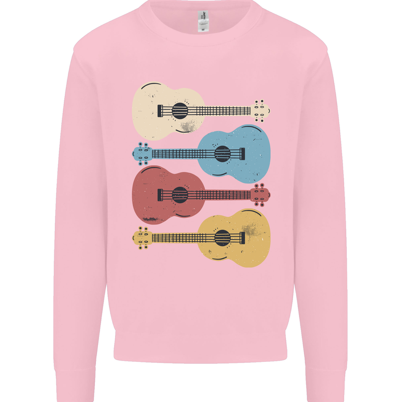 Four Ukulele Guitars Kids Sweatshirt Jumper Light Pink