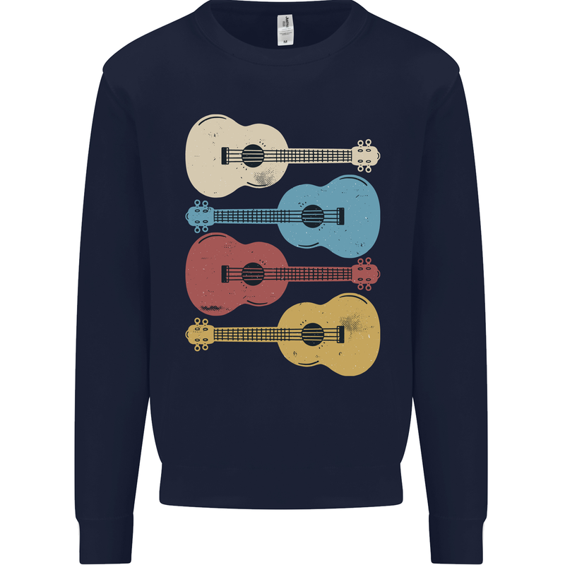 Four Ukulele Guitars Kids Sweatshirt Jumper Navy Blue