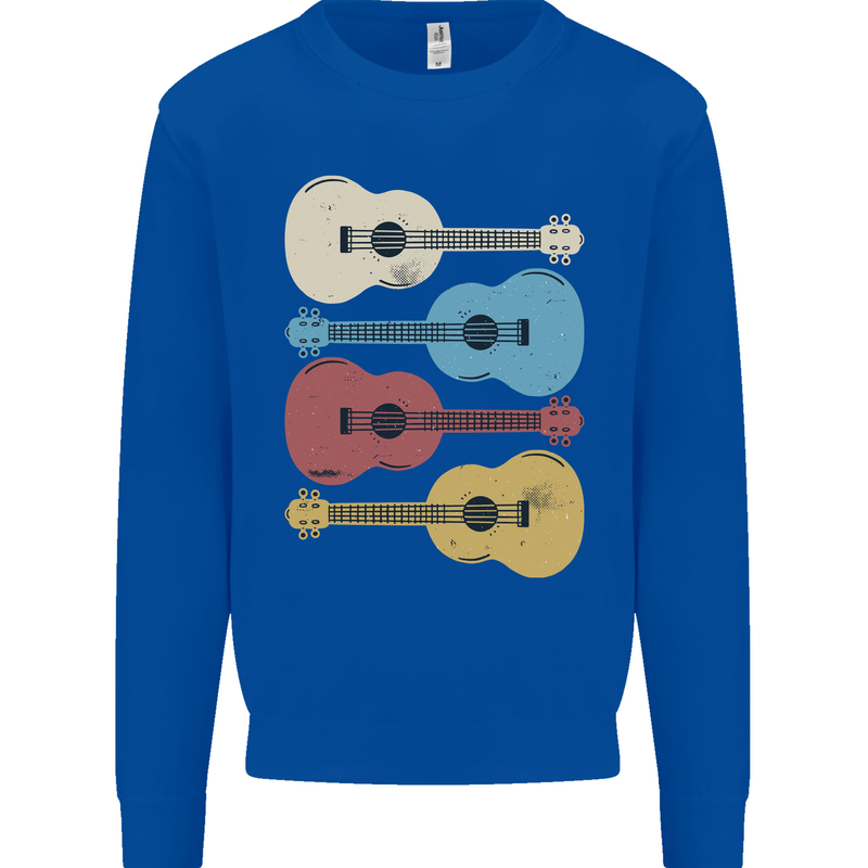 Four Ukulele Guitars Kids Sweatshirt Jumper Royal Blue