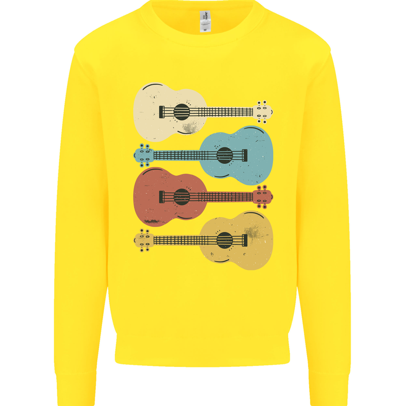 Four Ukulele Guitars Kids Sweatshirt Jumper Yellow