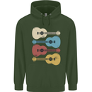 Four Ukulele Guitars Mens 80% Cotton Hoodie Forest Green
