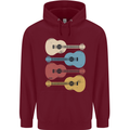 Four Ukulele Guitars Mens 80% Cotton Hoodie Maroon