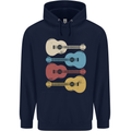Four Ukulele Guitars Mens 80% Cotton Hoodie Navy Blue