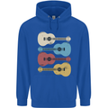 Four Ukulele Guitars Mens 80% Cotton Hoodie Royal Blue