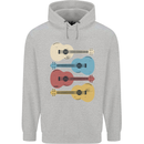 Four Ukulele Guitars Mens 80% Cotton Hoodie Sports Grey