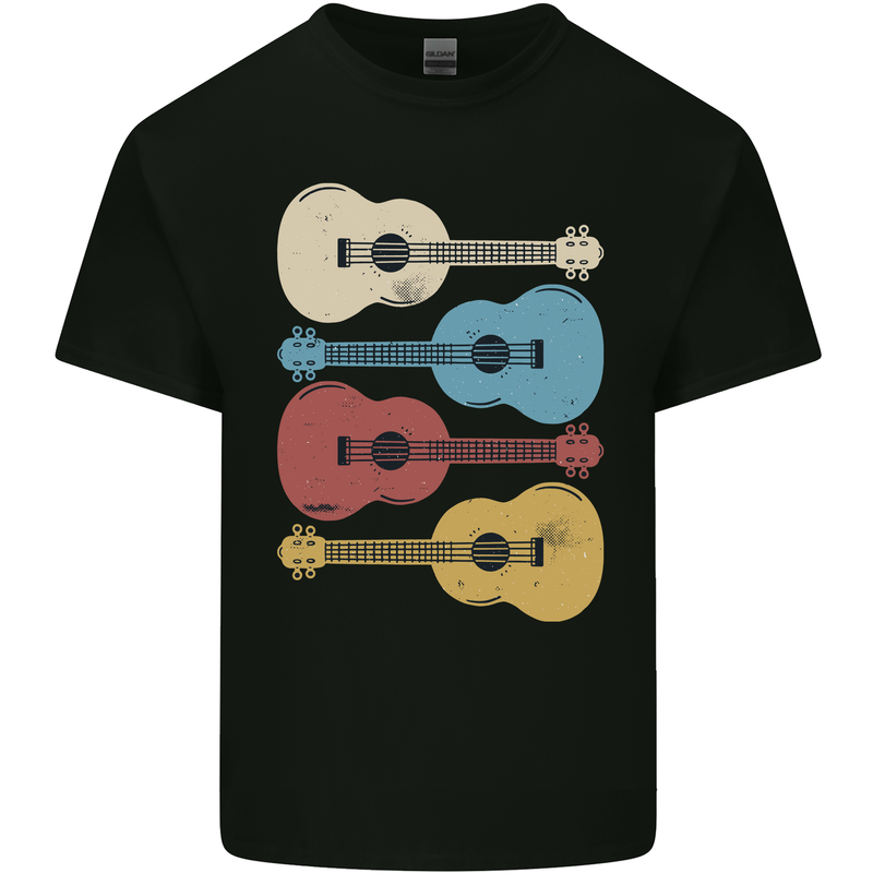 Four Ukulele Guitars Mens Cotton T-Shirt Tee Top Black