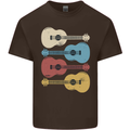 Four Ukulele Guitars Mens Cotton T-Shirt Tee Top Dark Chocolate