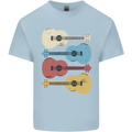 Four Ukulele Guitars Mens Cotton T-Shirt Tee Top Light Blue