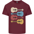 Four Ukulele Guitars Mens Cotton T-Shirt Tee Top Maroon