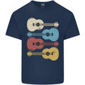 Four Ukulele Guitars Mens Cotton T-Shirt Tee Top Navy Blue