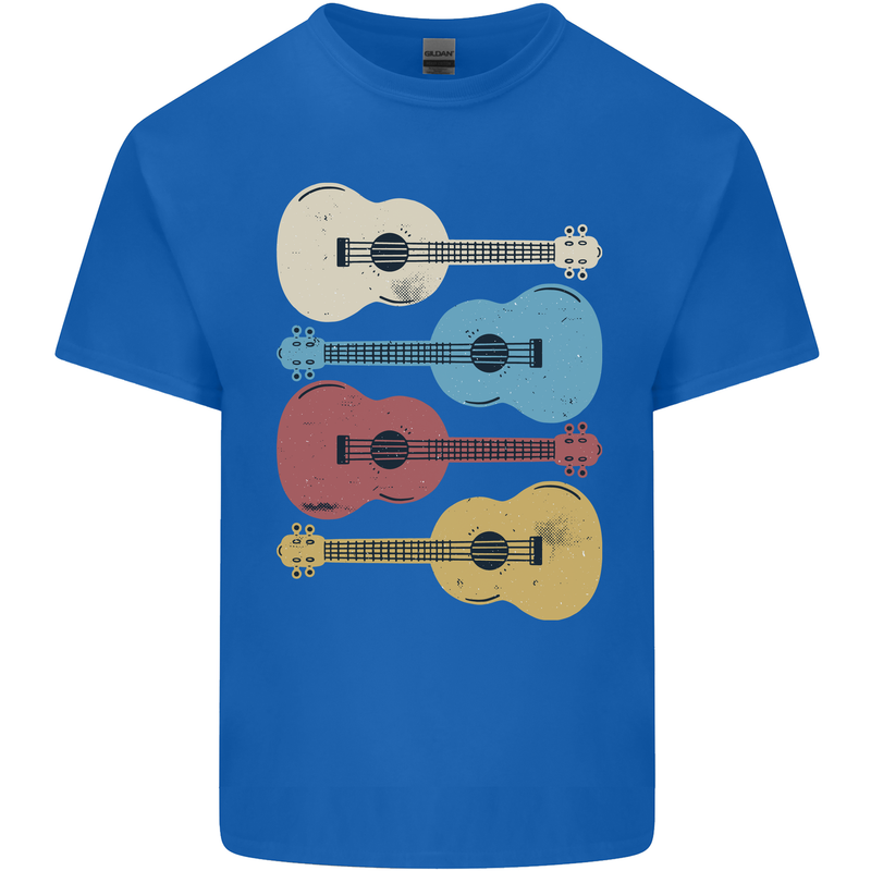 Four Ukulele Guitars Mens Cotton T-Shirt Tee Top Royal Blue