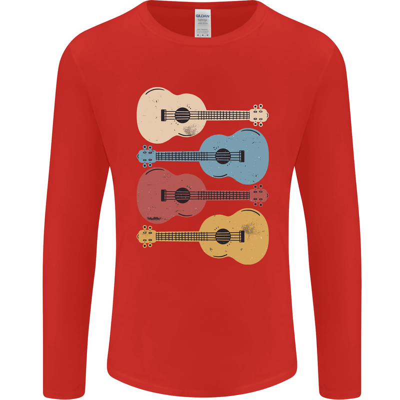 Four Ukulele Guitars Mens Long Sleeve T-Shirt Red