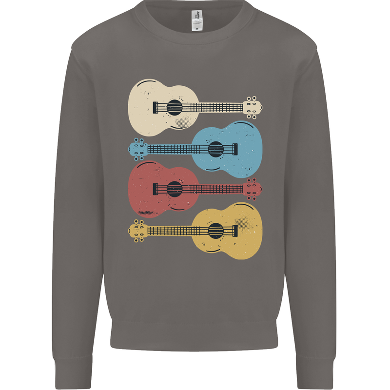 Four Ukulele Guitars Mens Sweatshirt Jumper Charcoal