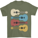 Four Ukulele Guitars Mens T-Shirt 100% Cotton Military Green