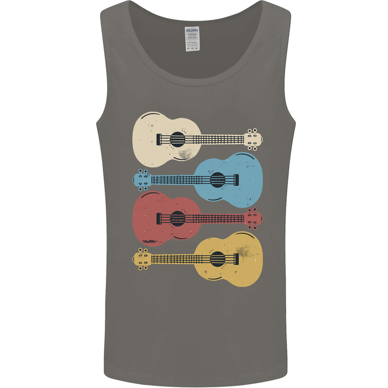 Four Ukulele Guitars Mens Vest Tank Top Charcoal