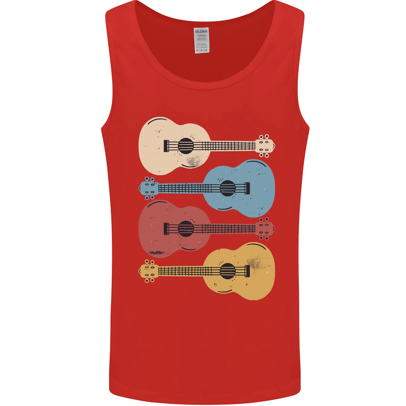 Four Ukulele Guitars Mens Vest Tank Top Red