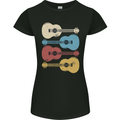 Four Ukulele Guitars Womens Petite Cut T-Shirt Black