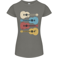 Four Ukulele Guitars Womens Petite Cut T-Shirt Charcoal