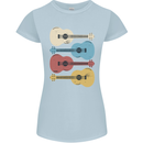 Four Ukulele Guitars Womens Petite Cut T-Shirt Light Blue