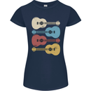 Four Ukulele Guitars Womens Petite Cut T-Shirt Navy Blue
