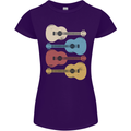 Four Ukulele Guitars Womens Petite Cut T-Shirt Purple