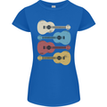 Four Ukulele Guitars Womens Petite Cut T-Shirt Royal Blue