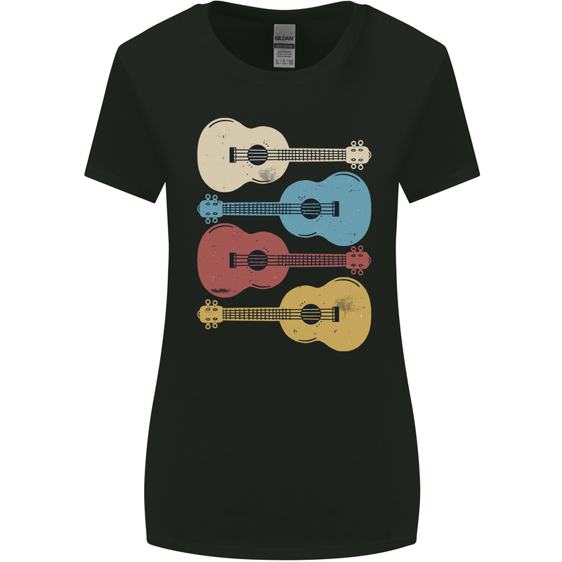 Four Ukulele Guitars Womens Wider Cut T-Shirt Black