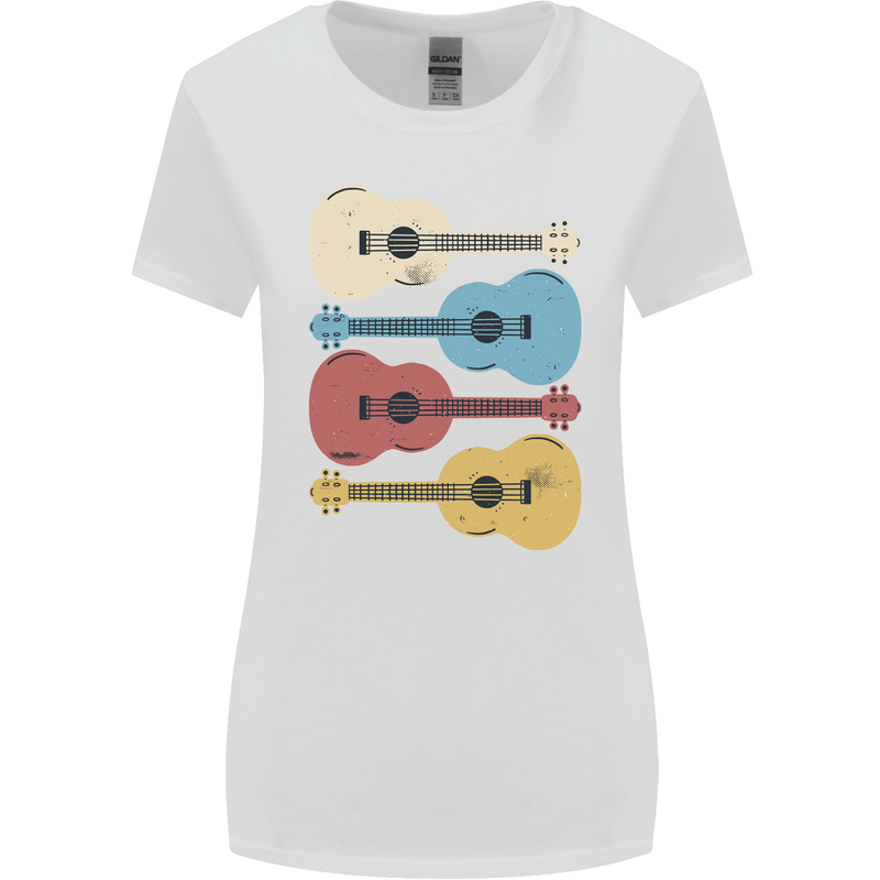 Four Ukulele Guitars Womens Wider Cut T-Shirt White