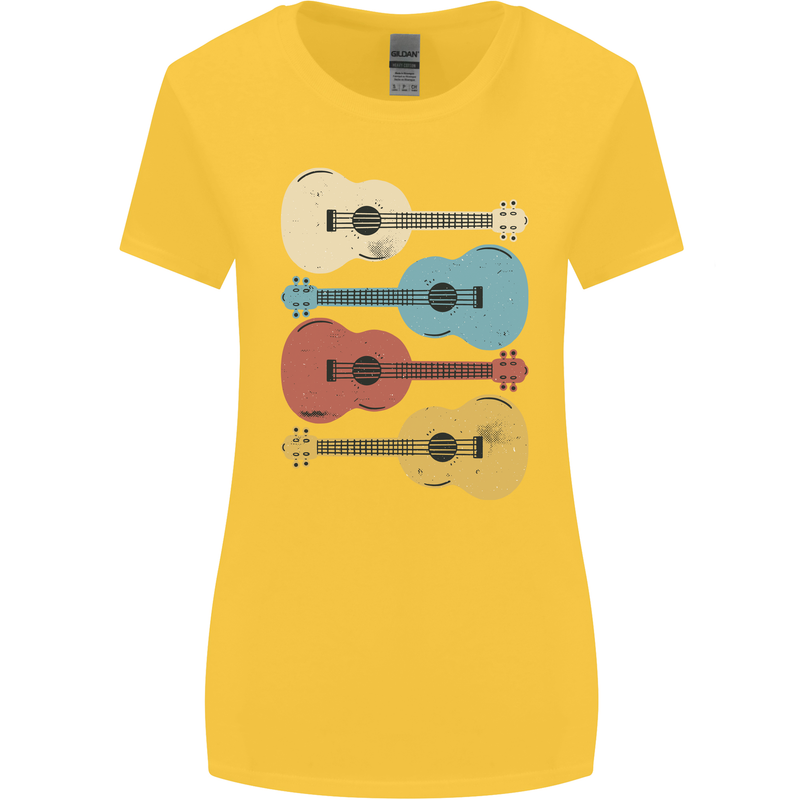 Four Ukulele Guitars Womens Wider Cut T-Shirt Yellow